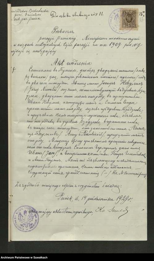 image.from.unit.number "Dokumenty Do aktów zaślubionych Smolańskiej R.K. Paraji za 1929 rok"