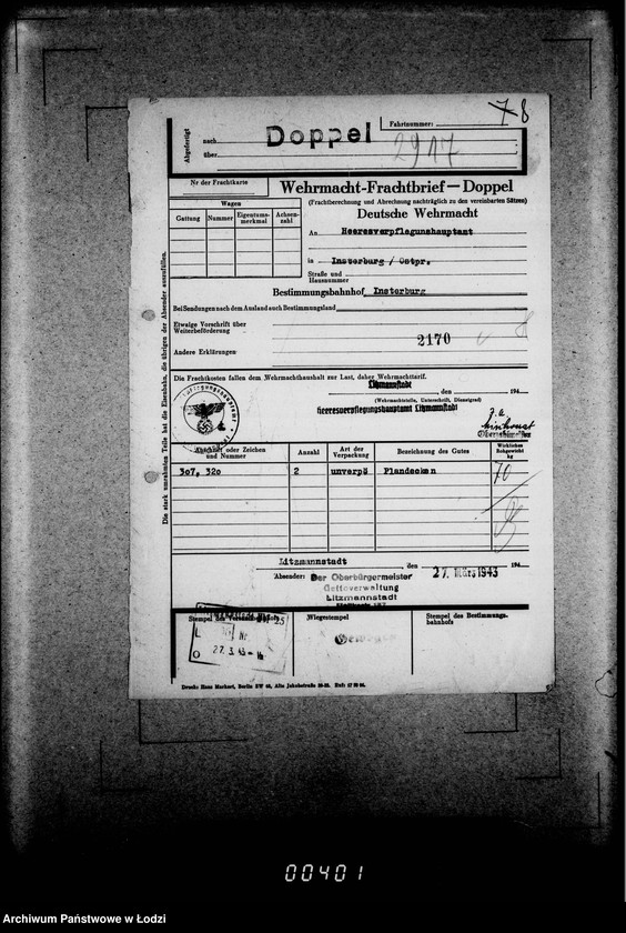Obraz 12 z jednostki "Frachtbriefe doppel einige Ausgang 1838-2948"
