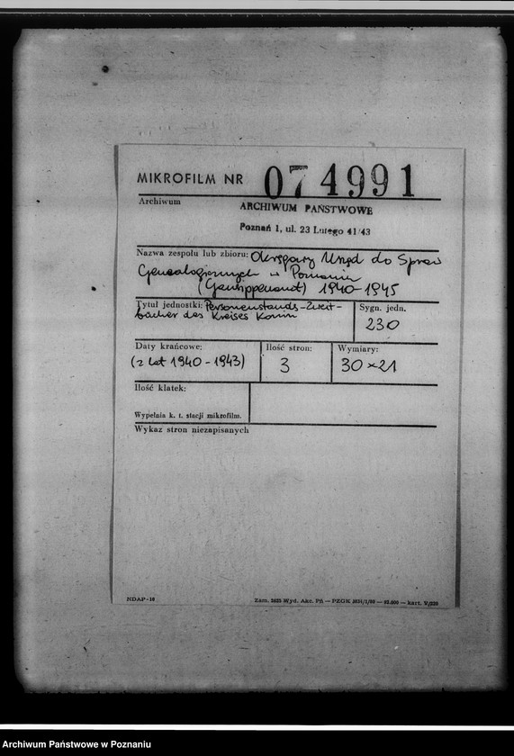 Obraz 2 z jednostki "Personenstands-Zweitbücher der Kreises Konin"