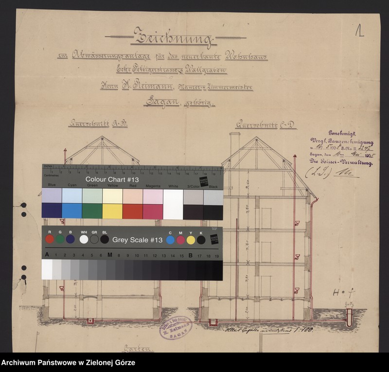 Obraz 3 z jednostki "Felbigerstrasse. Abwässerungsanlage für das neuerbaute Wohnhaus. H. Reimann. "