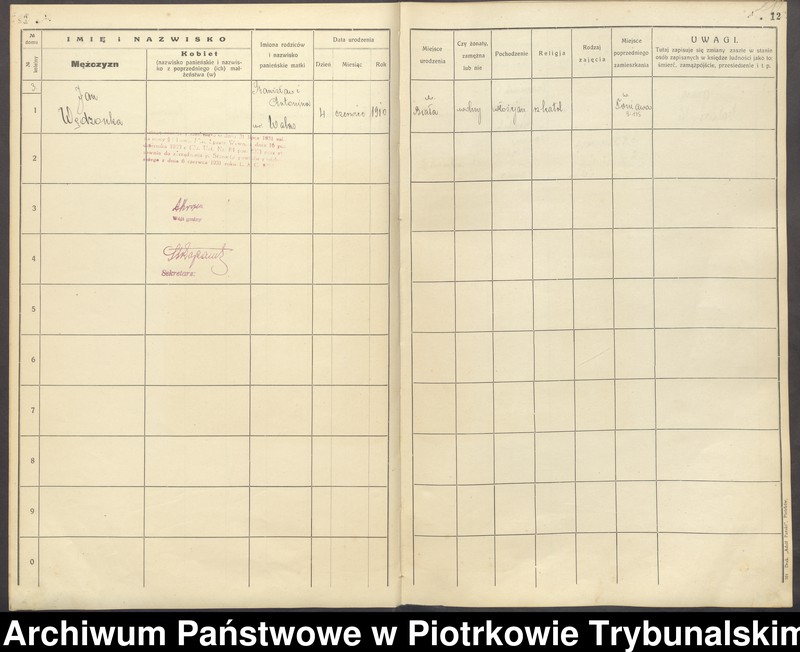 Obraz 12 z jednostki "[Księga ludności stałej gminy Ręczno] wieś i kolonia Tomawa"