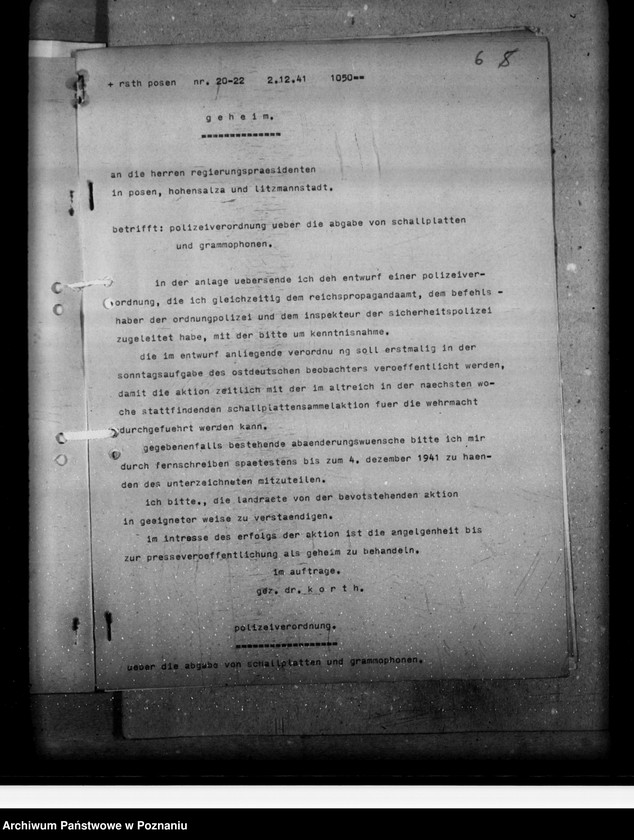 Obraz 10 z jednostki "Polizei verordnung über die Abgabe von Schaltplatten und Gramophonen"