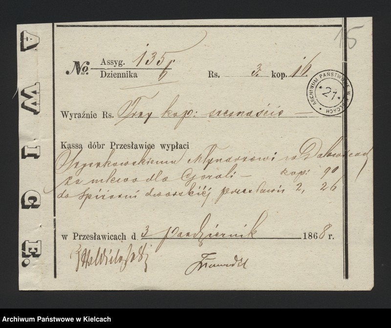 image.from.unit.number "Dowody rozchodu kasy dóbr Przęsławice od dnia 1 października"
