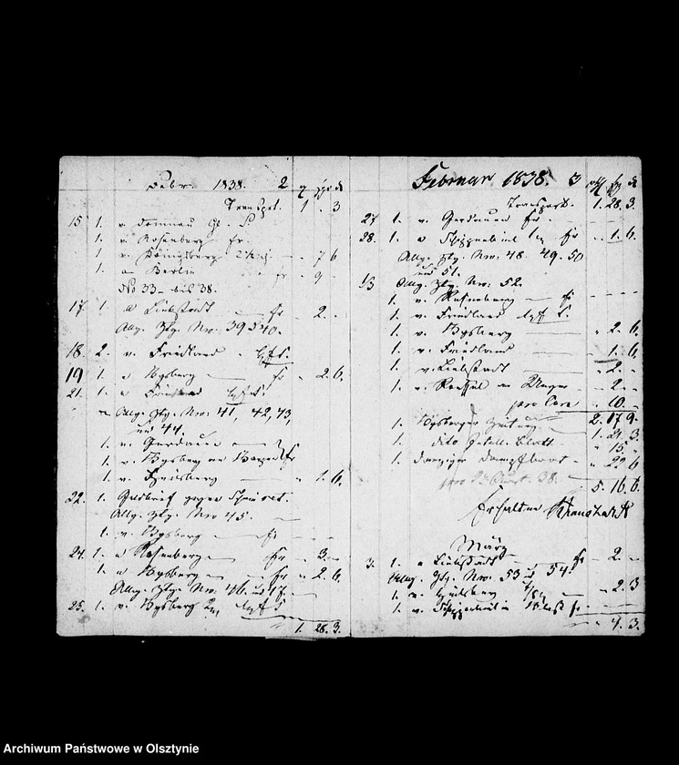 image.from.unit.number "Post- Conto- Buch der Postexpedition Bartenstein für Juditten"