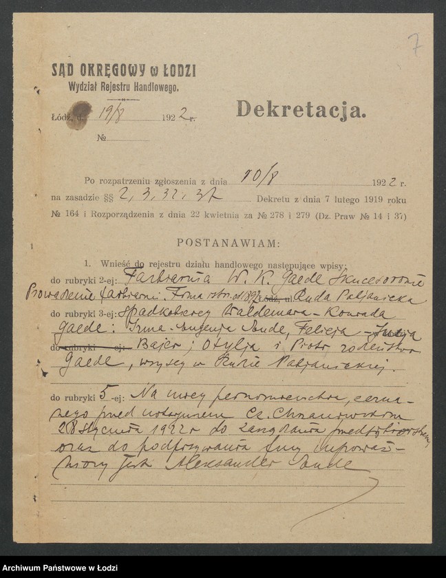 Obraz 9 z jednostki "Farbiarnia W.K.Paede- prowadzenie farbiarni"