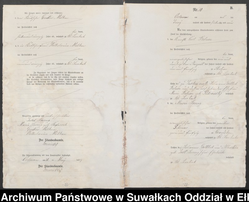 image.from.unit.number "Heiraths-Neben-Register des Preussischen Standes-Amtes Orlowen Kreis Loetzen"
