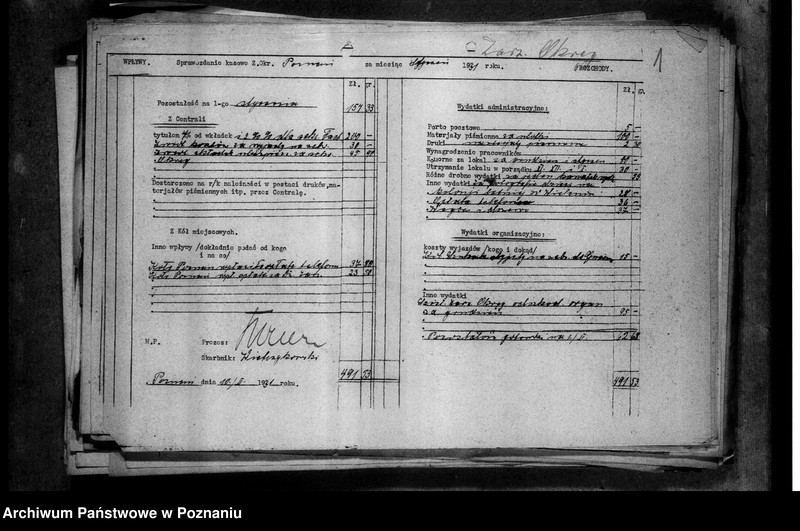 Obraz 5 z jednostki "Sprawozdania kasowe Zarządu Okręgowego Zjednoczenia Zawodowego Polskiego"