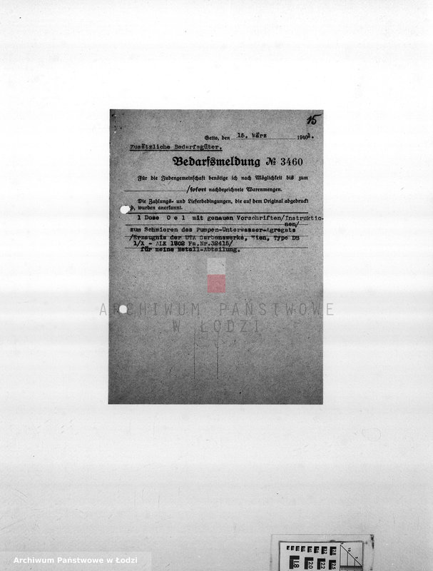 Obraz 18 z jednostki "Bedarfsmeldungen [Skierowane do GV zapotrzebowania na surowce, materiały, narzędzia, maszyny itp. potrzebne resortom pracy do produkcji; zamówienia żywności, lekarstw]"