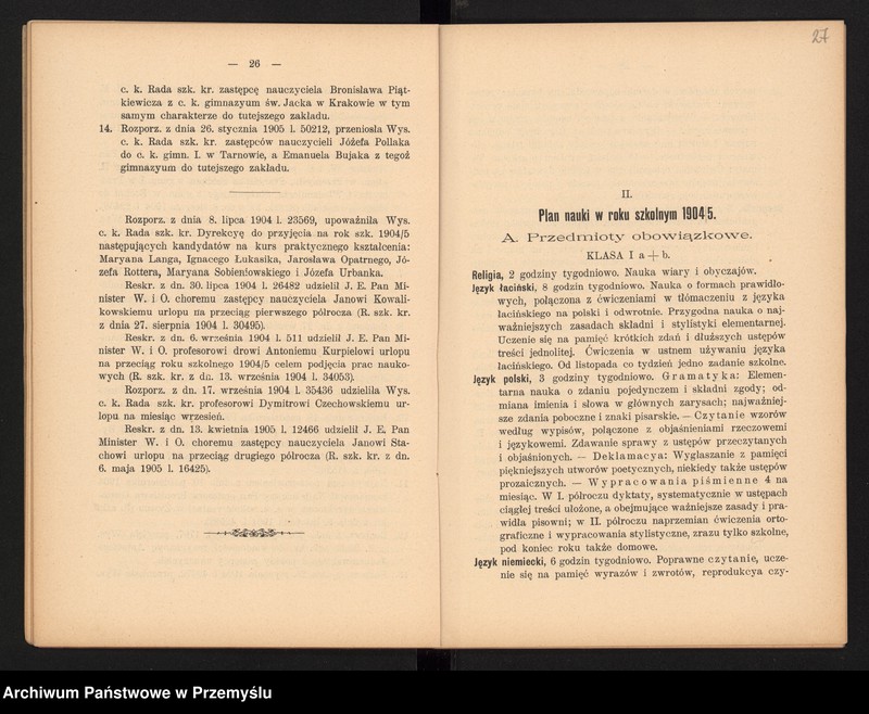 image.from.unit.number "Sprawozdanie dwudzieste drugie Dyrekcji c.k. Gimnazjum III. w Krakowie za rok szkolny 1905"