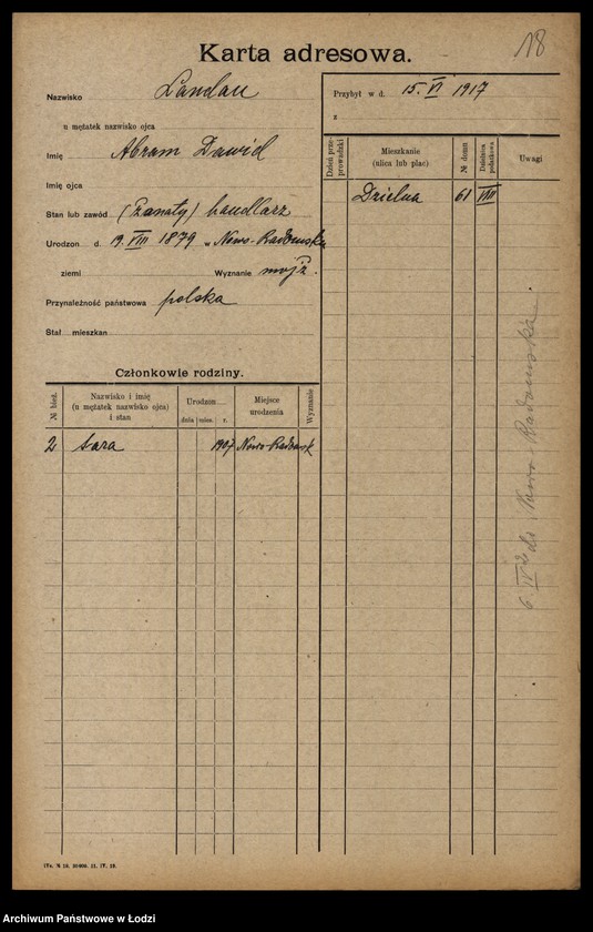 Obraz 20 z jednostki "[Spis ludności Łodzi] Landau - Landman"