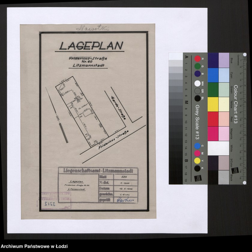Obraz 1 z jednostki "Lageplan Fridericus Straße Nr 60 Litzmannstadt"