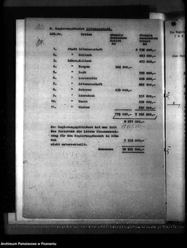 Obraz 16 z jednostki "Übersicht über Verwendung der Reichszuschüsse für gemeindliche Zwecke"