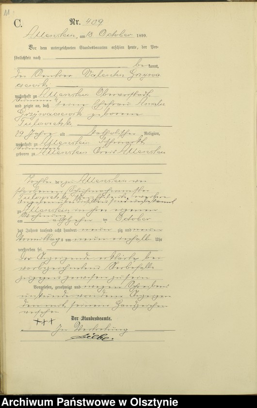image.from.unit.number "Sterbe-Haupt-Register Tom II,Nr 400 - 529"