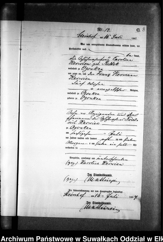 image.from.unit.number "Sterbe-Neben-Register des Preussischen Standes-Amtes Gr. Strengeln Kreis Angerburg"