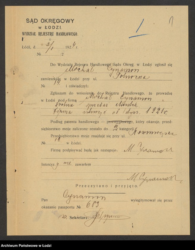 Obraz 3 z jednostki "Michał Cynamon – drobna sprzedaż chustek"