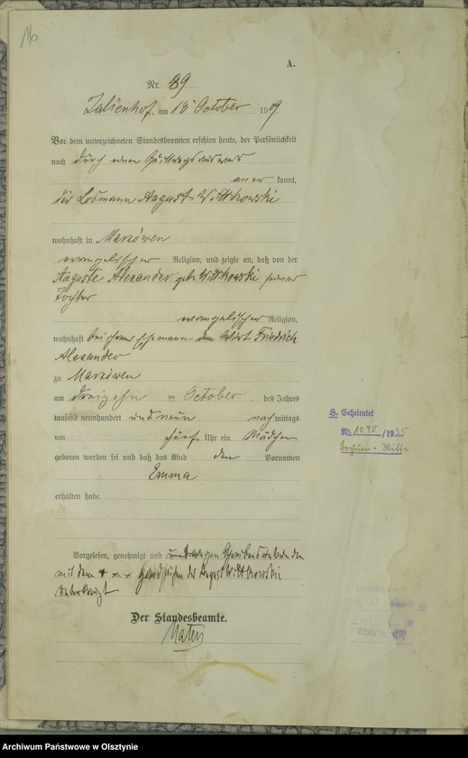 image.from.unit.number "Geburts-Register Nr 76-121 [1909], Nr 1-110 [1910]"