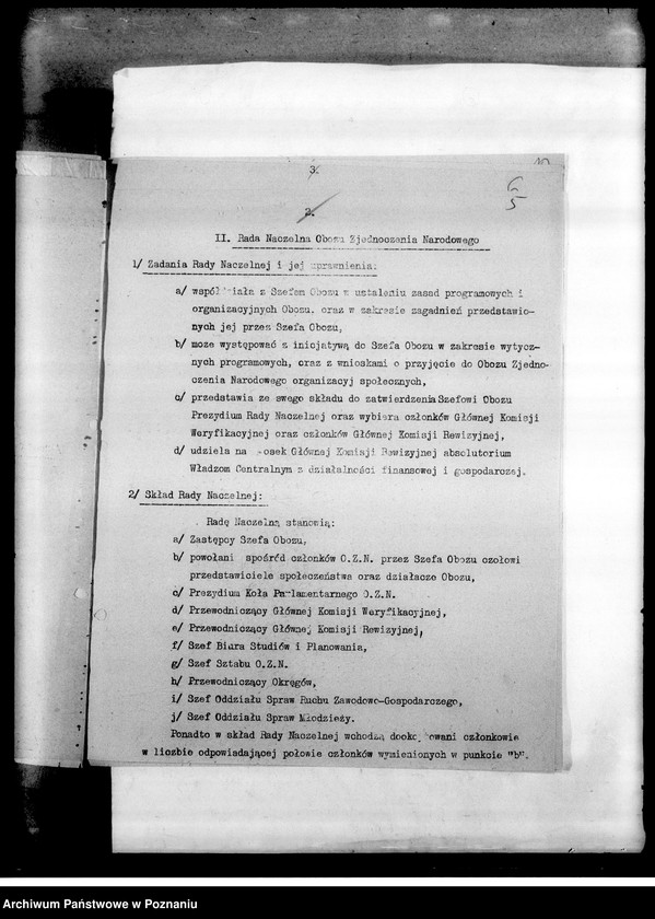 Obraz 8 z jednostki "Okólniki, instrukcje, wytyczne, korespondencja dotycząca urządzenia Zjazdów Obywatelskich, wyborów do samorządów terytorialnych oraz Zespołu Wielkopolskiego Posłów i Senatorów Obozu Zjednoczenia Narodowego: wykazy członków"