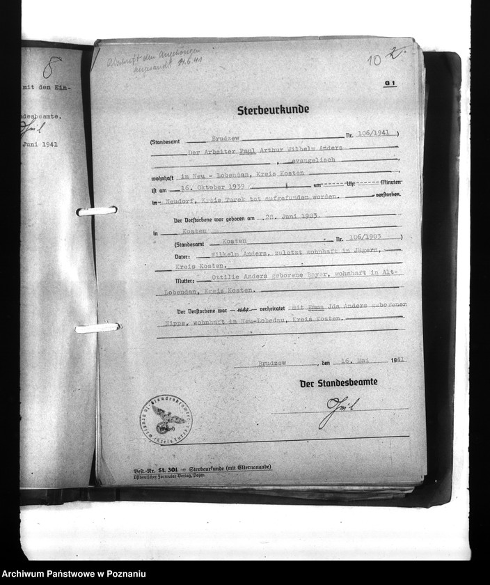 Obraz 14 z jednostki "Wykazy miejscowych Niemców, którzy zginęli w 1939 roku. Kreis Turek"