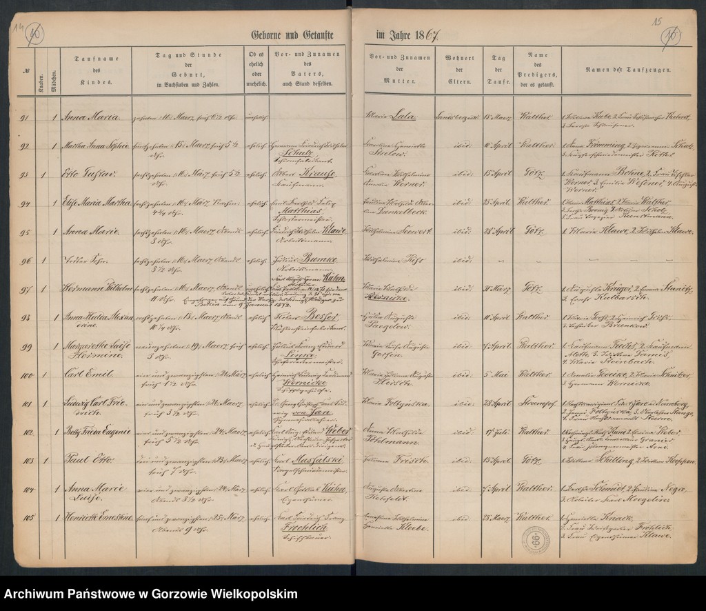 image.from.unit.number "Duplikate der Hauptkirche zu Landsberg an der Warthe (zawiera także księgę zgonów Konkordier Kirchen Gemeinde mit der reformirten und Militair Gemeinde z 1867 r.)"