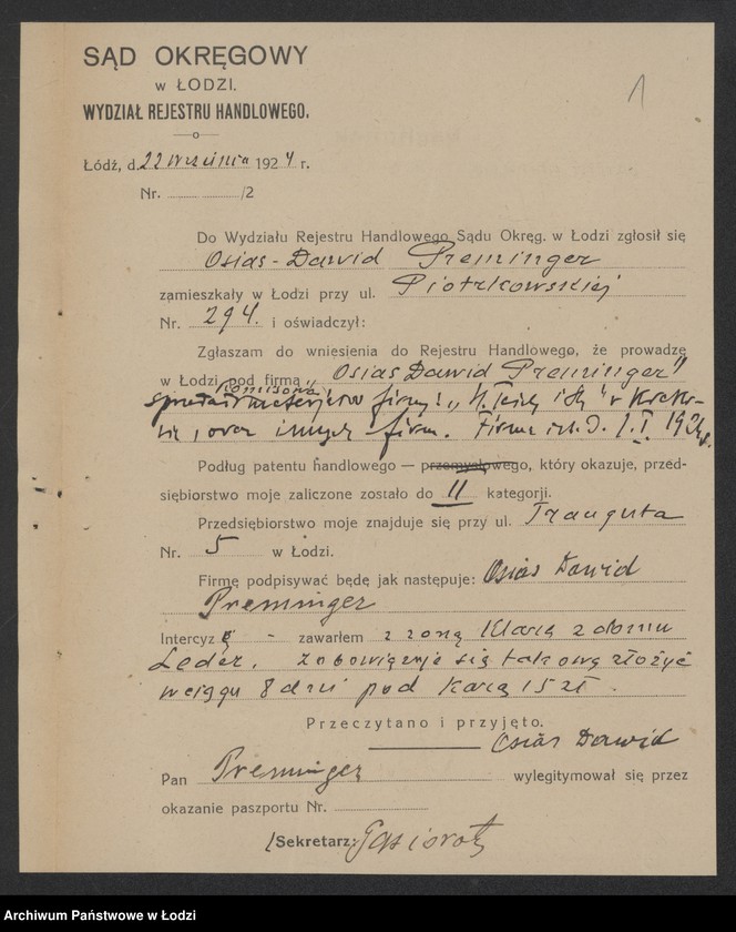 Obraz 3 z jednostki "Osłas Dawid Preminger – sprzedaż komisowa materiałów firmy „H. Teich i s-ka” w Krakowie oraz innych firm"