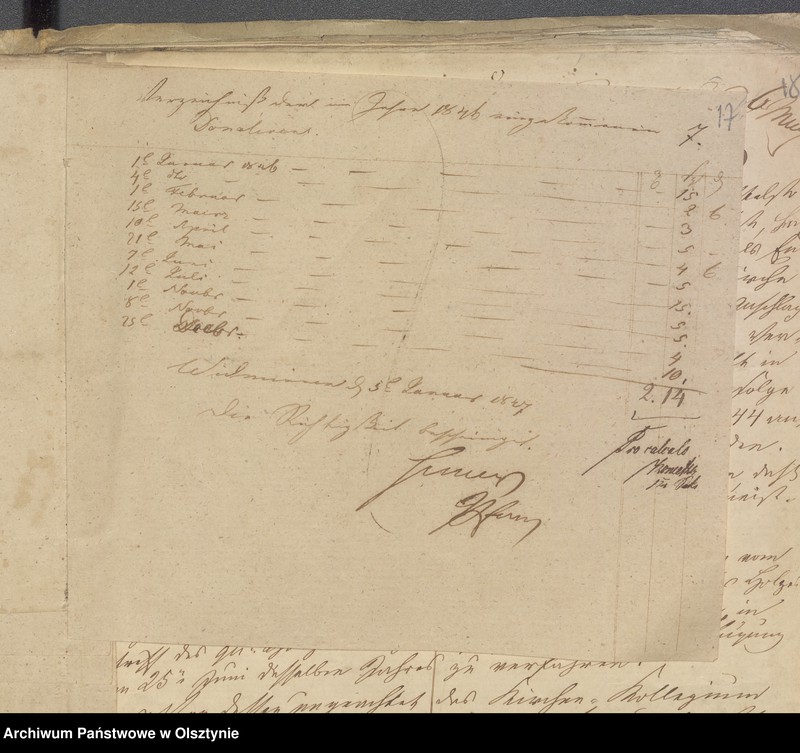 image.from.unit.number "Beläge zur Rechnung der Kirchen Kasse zu Widminnen"