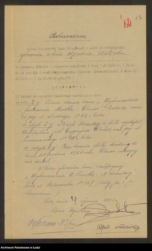 Obraz 19 z jednostki "Noach Rozenberg- wykańczanie i apretowanie towarów"