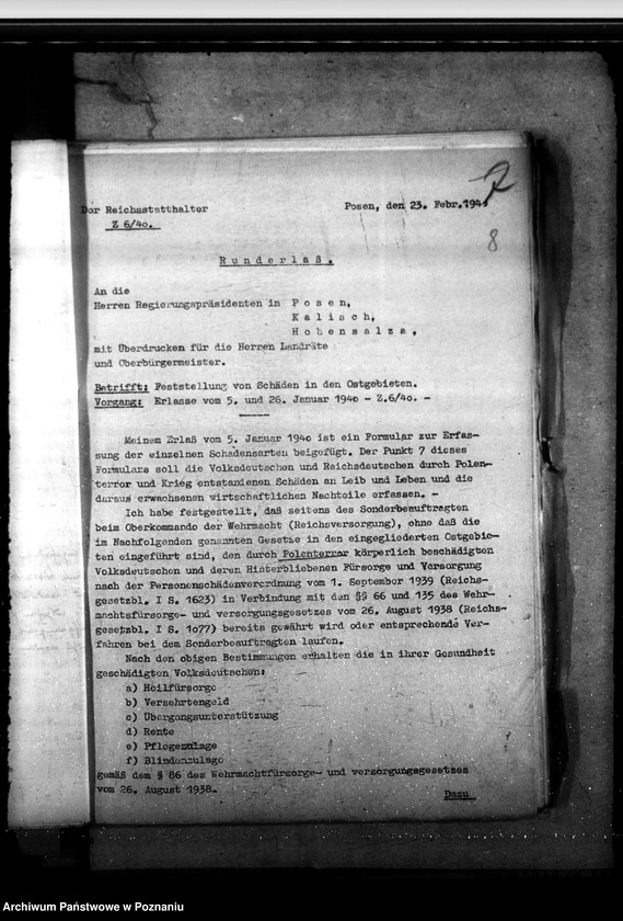 Obraz 12 z jednostki "Sonderfürsorge für die im Volkstumskampf im Feldzung in Polen körperlich beschadigten Deutschen undderen Hinterbliebenen"