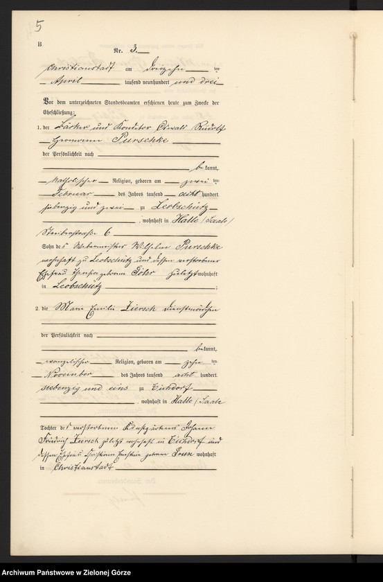 image.from.unit.number "Heiraths-Neben-Register im Standes-Amt Christianstadt a[m] B[ober] Kreis Sorau N[ieder] L[ausitz] pro 1903"