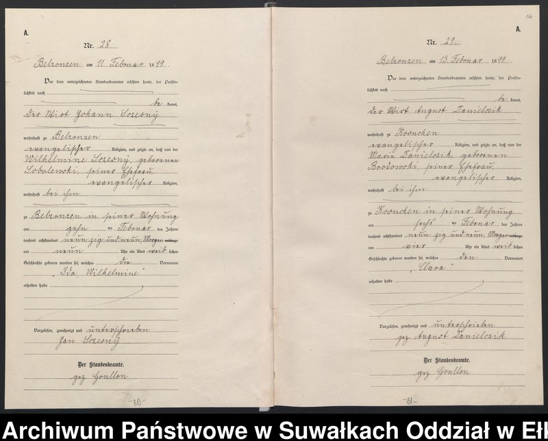 image.from.unit.number "[Geburts-Neben-Register des (Königlichen) Preussischen Standes-Amtes Belzonzen Kreis Johannisburg]"