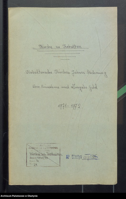 image.from.unit.number "Kobultische Kirchen Jahres Rechnung über Einnahme und Ausgabe Geld"