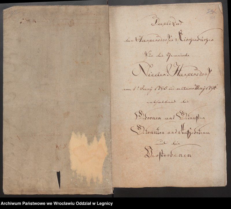 image.from.unit.number "Duplicat der Harpersdorfer Kirchenbücher für die Gemeinde Niederharpersdorf"