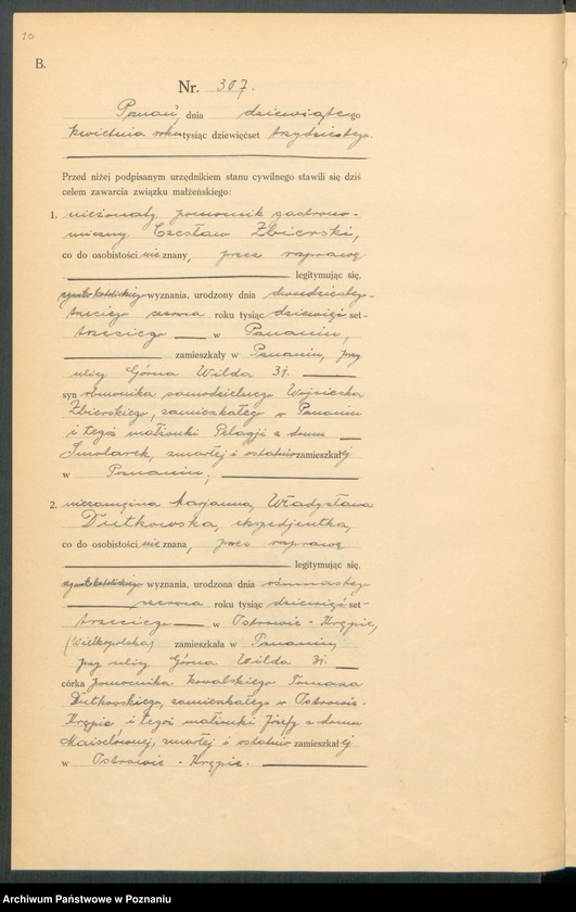 Obraz 18 z jednostki "Księga miejscowa małżeństw tom II [Rejestr główny małżeństw]"