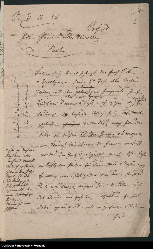 Obraz 8 z jednostki "A. betr. die Gräfliche Familie Działyński, besonders die Grafen Titus und Johann"