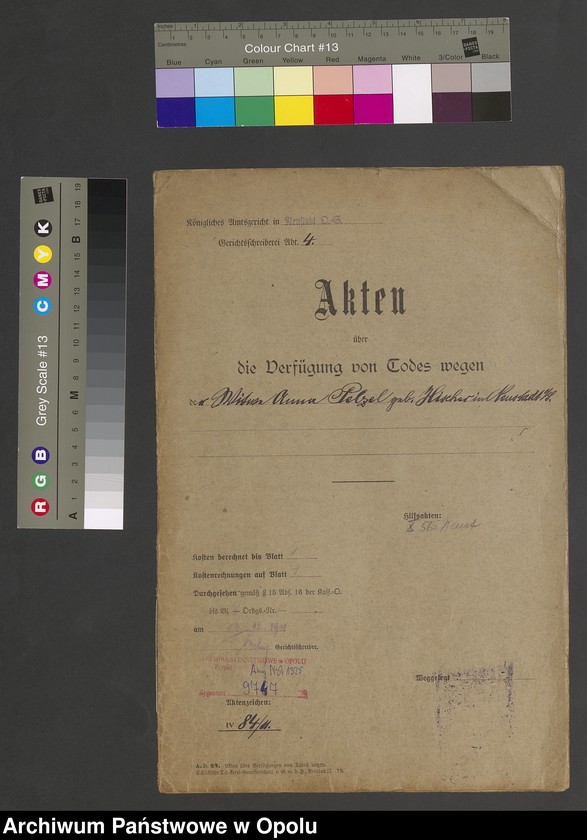 image.from.unit.number "Verfügung von Todes wegen der Witwe Anna Pelzel geb[orene] Hischer in Neustadt"