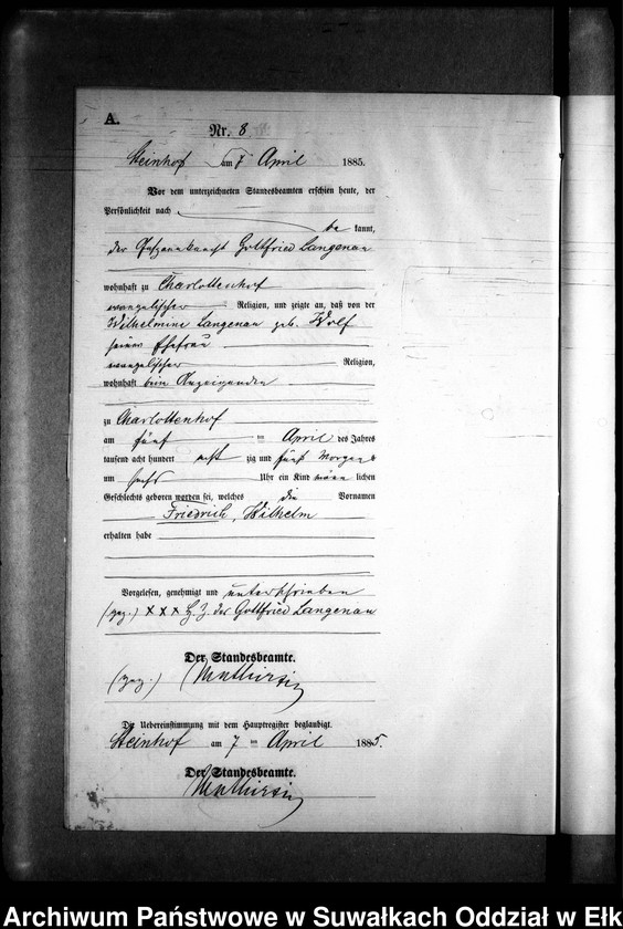 image.from.unit.number "Geburts-Neben-Register des Preussischen Standes-Amtes Gr. Strengeln Kreis Angerburg"