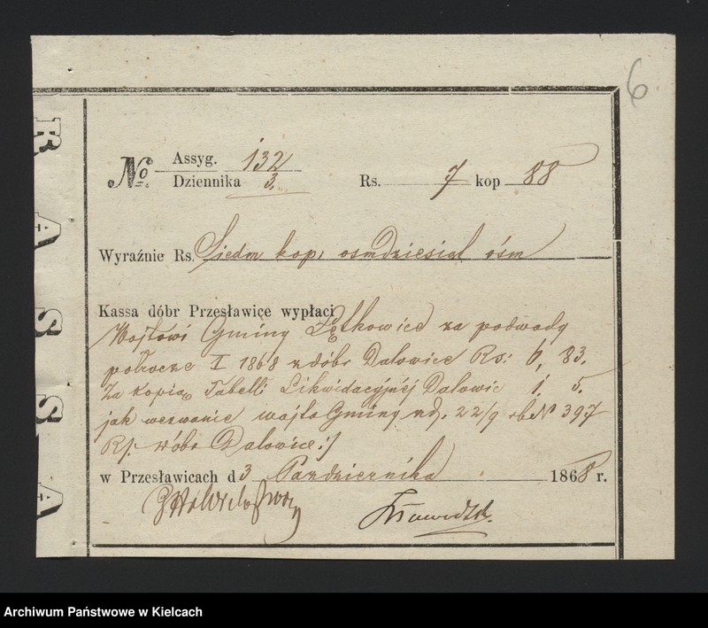 image.from.unit.number "Dowody rozchodu kasy dóbr Przęsławice od dnia 1 października"