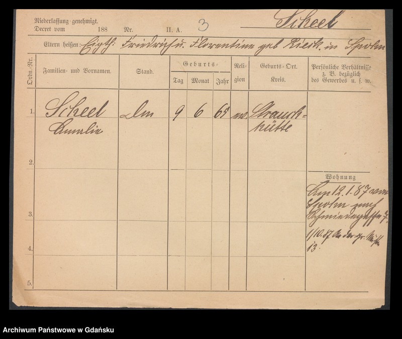 image.from.unit.number "Karty meldunkowe: Scheeffer - Scheibe"