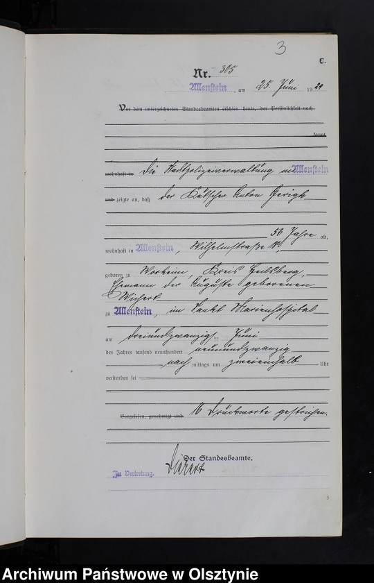 image.from.unit.number "Sterbe-Haupt-Register Tom II, Nr 304-567"
