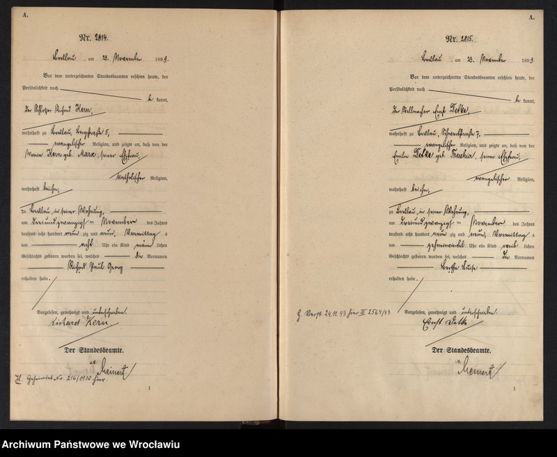 image.from.unit.number "Geburts-Haupt-Register Breslau I 1899 Band 8"