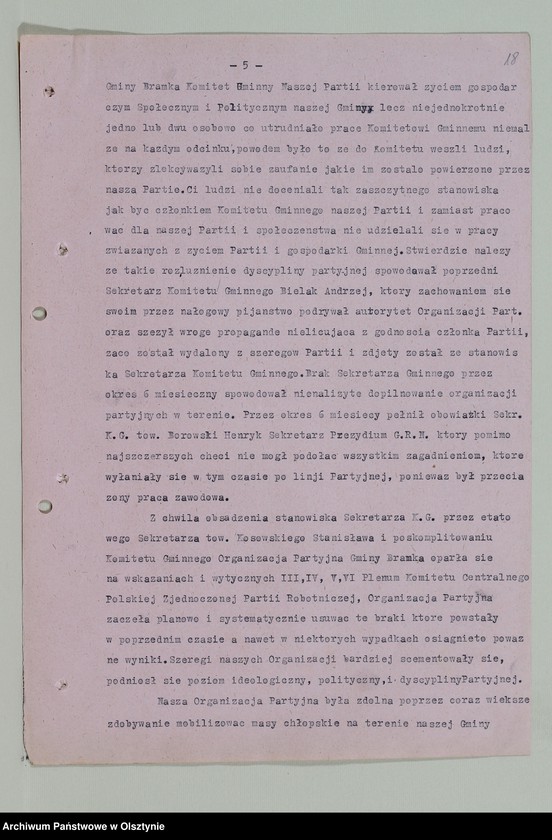 image.from.unit.number "Protokoły zebrań wyborczych /1950-1951/, posiedzeń plenarnych, egzekutywy, narad aktywu partyjnego, plany pracy, sprawozdania, ankiety sprawozdawcze /1949-1954/ Komitetu Gminnego PZPR"