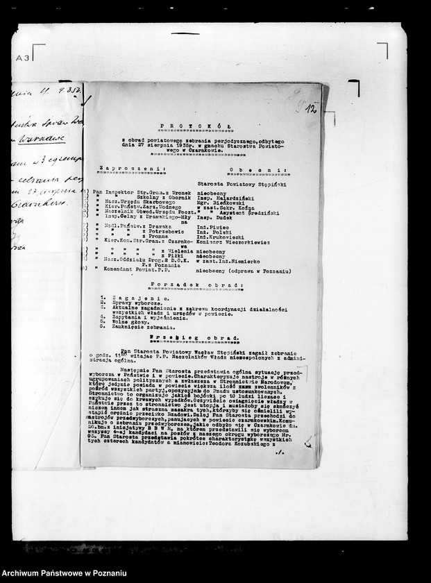 Obraz 16 z jednostki "Protokoły z zebrań periodycznych I instancji /kierowników władz i urzędów niezespolonych z terenu poszczególnych powiatów omawiające ogólną sytuację polityczną i społeczno-gospodarczą"