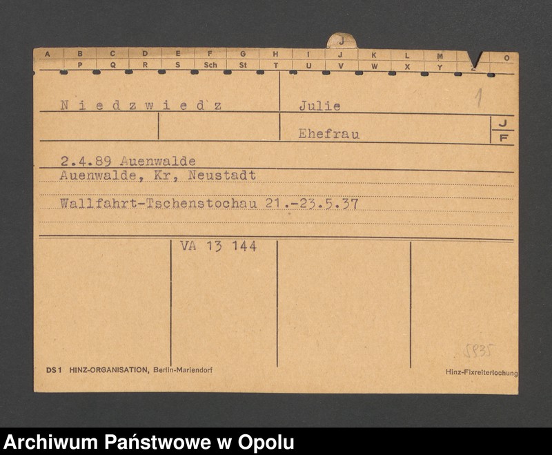 Obraz 3 z jednostki "[Niedzwiedz Julie, ur. 2.4.1889 Auenwalde]"