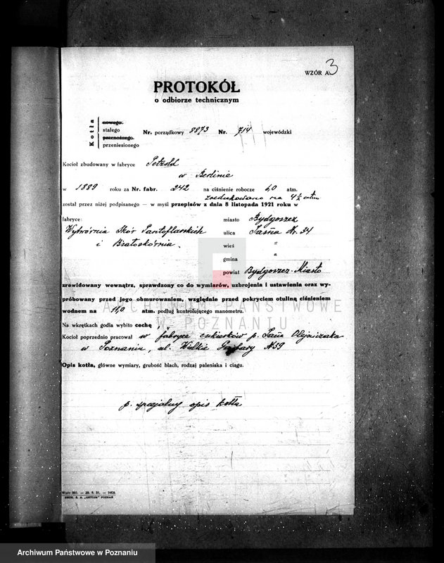 Obraz 9 z jednostki "Wytwórnia skór pantoflarskich i białoskórnia w Bydgoszczy - nr woj. kotła 714"