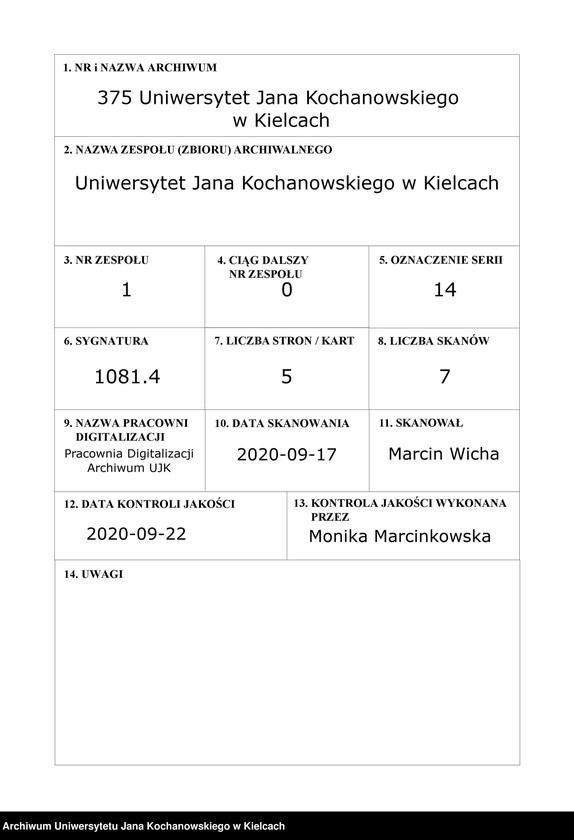 image.from.unit.number "Sprawozdanie z wykonania planu rewizji gospodarczej i kontroli funkcjonalnej w Wyższej Szkole Nauczycielskiej i Wyższej Szkole Pedagogicznej w Kielcach za lata 1973, 1975"