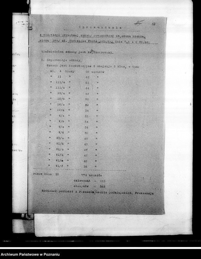 Obraz 20 z jednostki "Prywatna Szkoła Powszechna księdza Piotrowskiego imienia Adama Mickiewicza, Poznań"