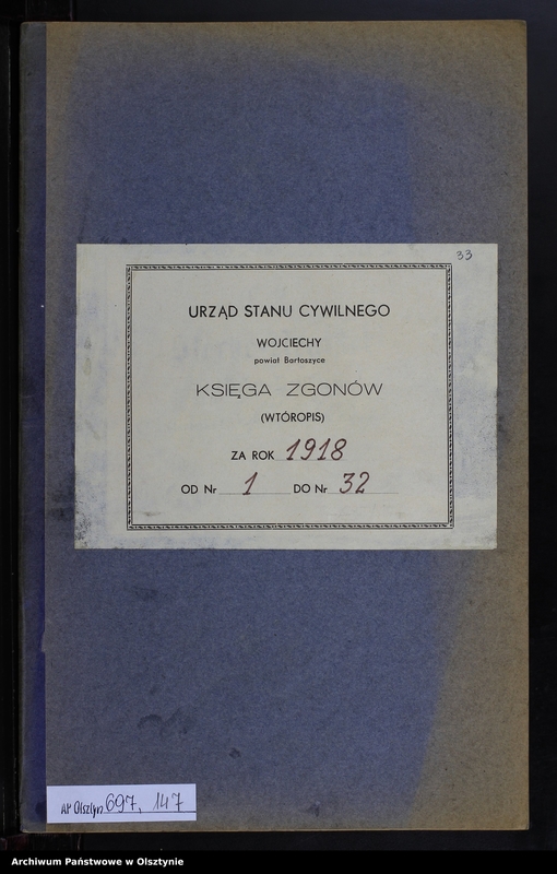 Obraz 1 z jednostki "Sterbe-Neben-Register Nr 1 - 32 [ Księga zgonów - wtóropis ]"