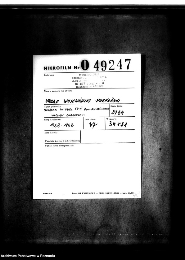 Obraz 2 z jednostki "Majątek Witobel 40 III powiatu poznańskiego Wacław Baranowski"