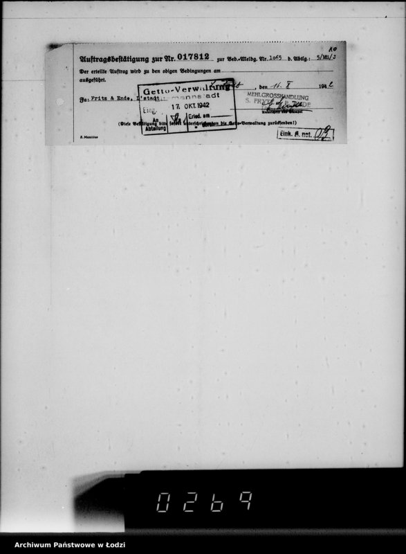 Obraz 14 z jednostki "Aufträge, [Lieferscheinen und Rechnungen] 17811-17860 [Dostawa żywności do Getta]"