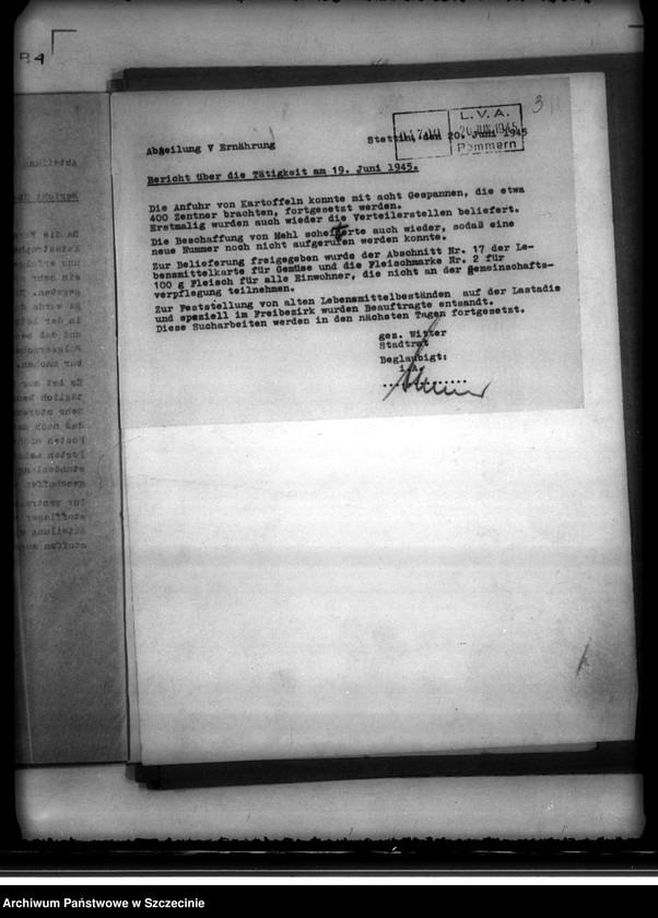 image.from.unit.number "Sprawozdania dzienne z działalności Wydziału Aprowizacyjnego niemieckiego Zarządu Miejskiego w Szczecinie m-c VI-VII.  Zeznania ludności cywilnej o napadach rabunkowych dokonanych przez Rosjan"