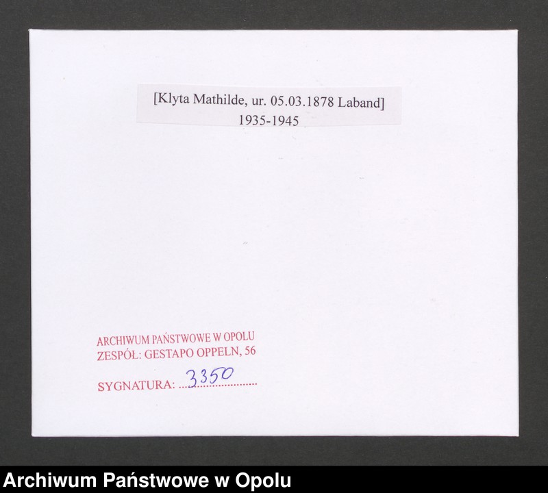 Obraz 2 z jednostki "[Klyta Mathilde, ur. 05.03.1878 Laband]"